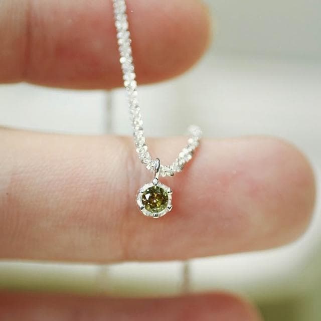 【LEEHER】女生飾品/吊墜/吊飾/鎖骨鏈/925純銀項鍊/項鍊/送女生/生日禮物/滿天星項鍊/項鍊女/ins風/綠鋯石/