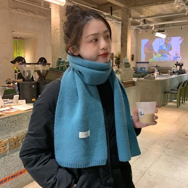 【MoonDy】圍巾 圍脖 針織圍巾 超親膚 藍色圍巾 小圍巾 保暖圍巾 紅色圍巾 短圍巾 韓國圍巾 針織小圍脖 毛線圍巾 禮物