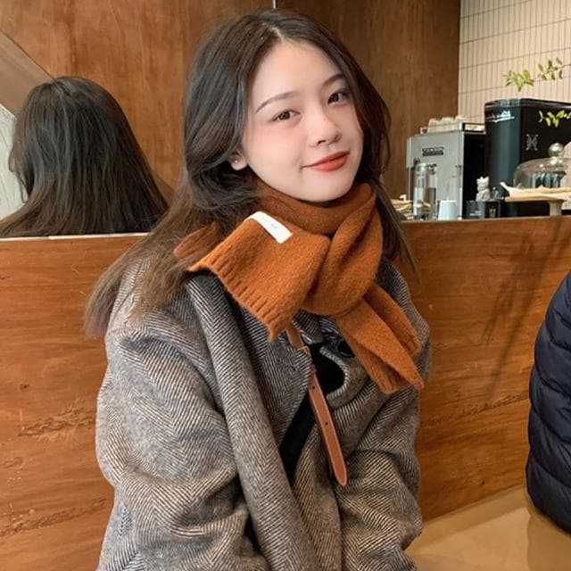 【MoonDy】圍巾 圍脖 針織圍巾 超親膚 藍色圍巾 小圍巾 保暖圍巾 紅色圍巾 短圍巾 韓國圍巾 針織小圍脖 毛線圍巾 禮物
