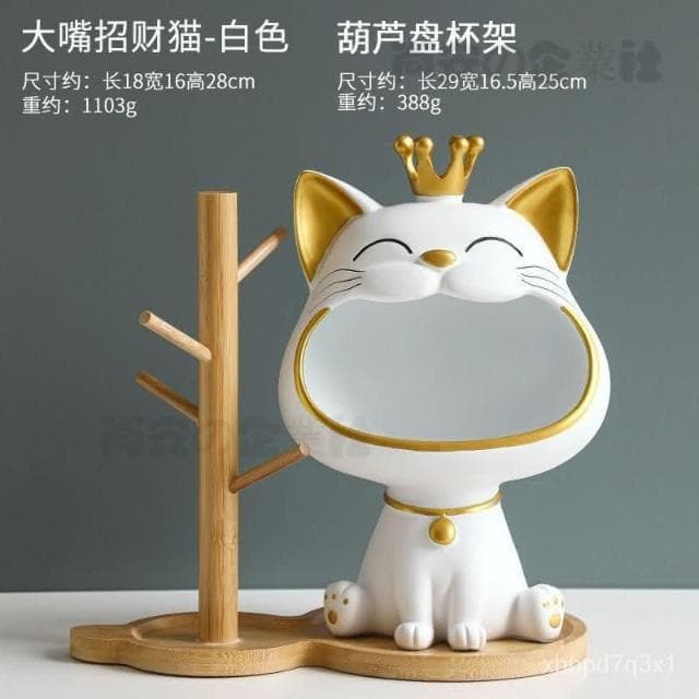 💖免運💖 創意招財貓進門玄關電視櫃鑰匙收納擺件傢居裝飾品開業喬遷禮物 YJEZ
