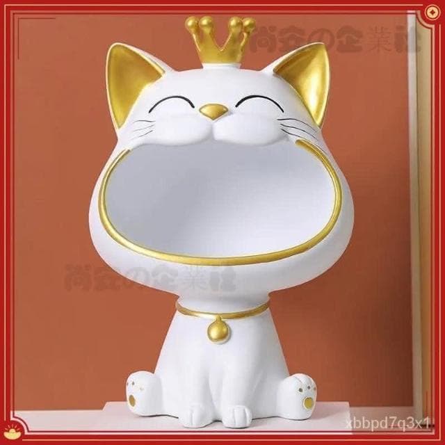 💖免運💖 創意招財貓進門玄關電視櫃鑰匙收納擺件傢居裝飾品開業喬遷禮物 YJEZ