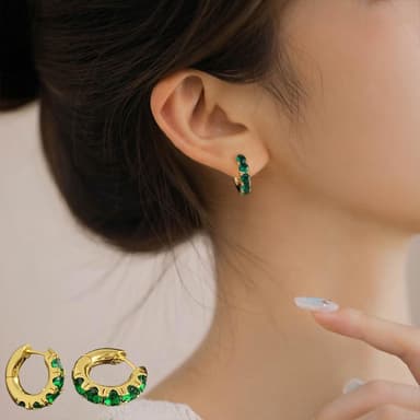 【KT DADA】輕奢 耳飾 耳扣 小配飾 韓國飾品 送女生 生日禮物 耳環 耳環女 簡約耳環 ins風 祖母綠 小圈耳環 高級感