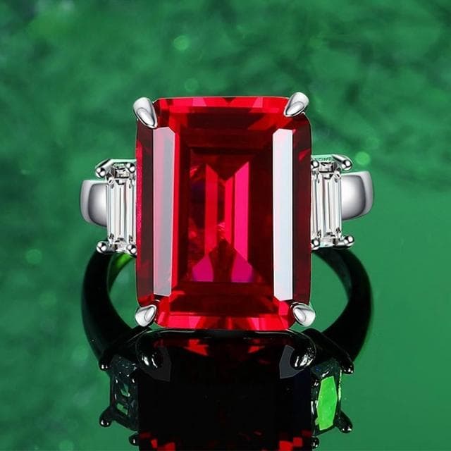 【MoonDy】戒指 指環 純銀戒指 寶石戒指 開口戒指 人造鴿血紅 歐美戒指 S925純銀 祖母綠戒指 復古個性 女戒 生日禮物