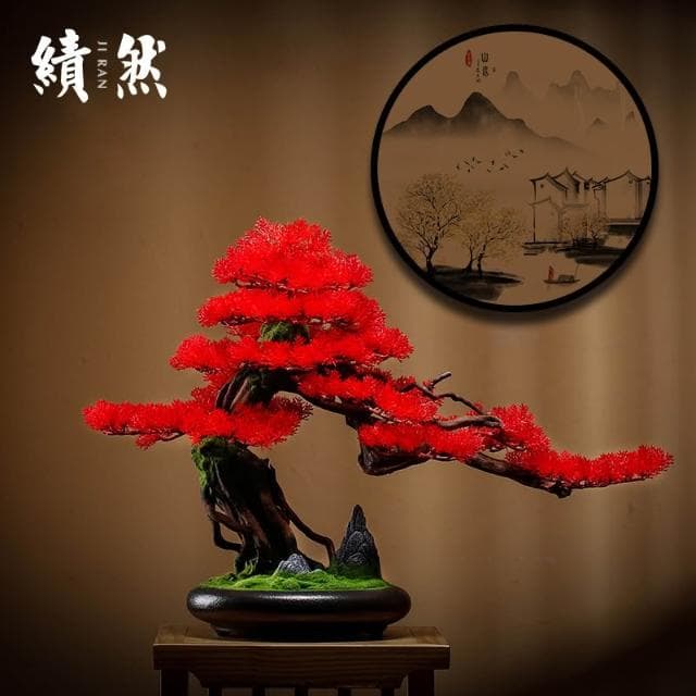 仿真迎客松植物盆景綠植盆栽客廳電視櫃玄關辦公室裝飾擺件新中式