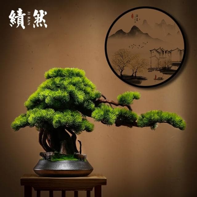 仿真迎客松植物盆景綠植盆栽客廳電視櫃玄關辦公室裝飾擺件新中式
