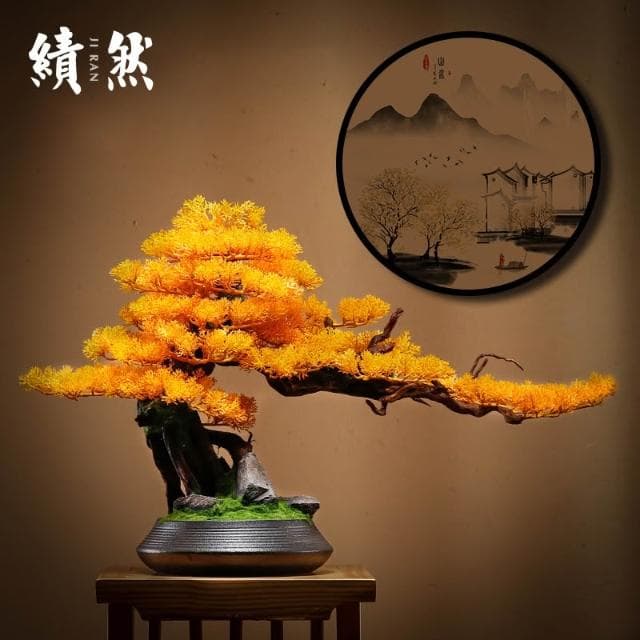 仿真迎客松植物盆景綠植盆栽客廳電視櫃玄關辦公室裝飾擺件新中式