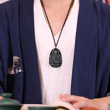 【MoonDy】項鍊 串珠項鍊 佛牌項鍊 十二生肖 守護神 墨玉 吊墜 玉項鍊 翡翠項鍊 招財氣 翡翠 玉器 驅邪避邪 生日禮物