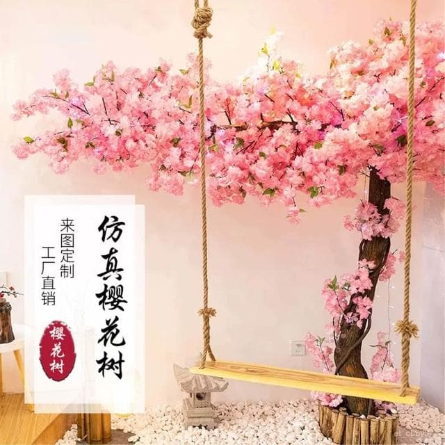 免運💕裝飾花 朔料花 假花 仿真櫻花樹 大型假櫻花 桃花 樹許願 樹室內酒店 商場裝飾 造景 植物婚慶 仿真盆栽 新春