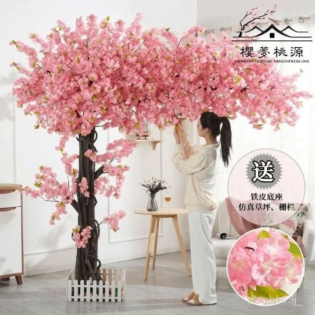 免運💕裝飾花 朔料花 假花 仿真櫻花樹 大型假櫻花 桃花 樹許願 樹室內酒店 商場裝飾 造景 植物婚慶 仿真盆栽 新春
