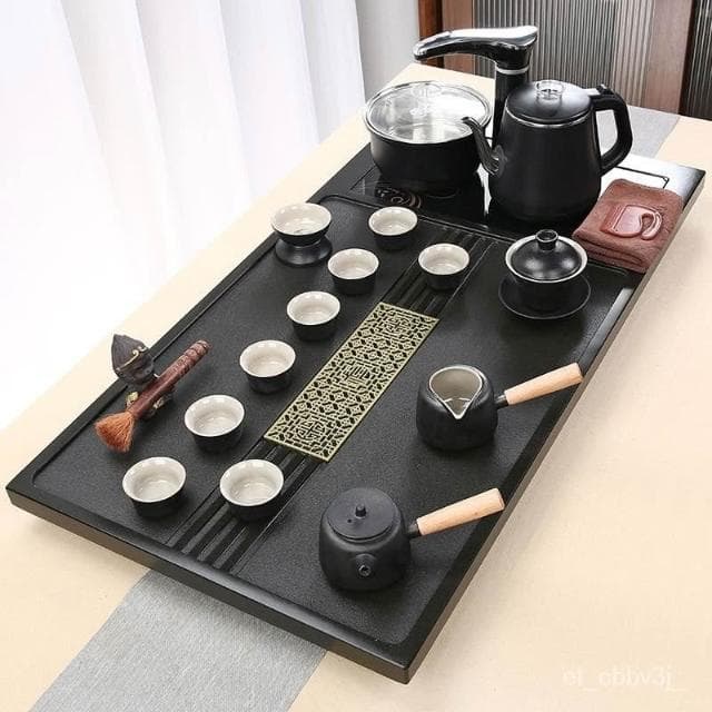熱賣💛整塊烏金石茶盤 茶盤組 豪華石茶盤 傢用客廳簡約茶臺原石現代茶具全套 高檔 客廳簡約 石盤 整塊原石 泡茶
