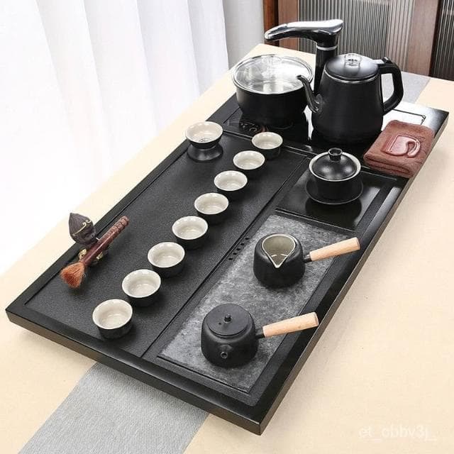 熱賣💛整塊烏金石茶盤 茶盤組 豪華石茶盤 傢用客廳簡約茶臺原石現代茶具全套 高檔 客廳簡約 石盤 整塊原石 泡茶