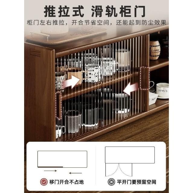 爆款🌈熱賣 實木防塵杯架長虹玻璃茶具收納櫃杯子水杯咖啡杯置物架桌麵收納盒 置物櫃 櫃子收納 餐邊櫃 櫥櫃 廚房收納櫃