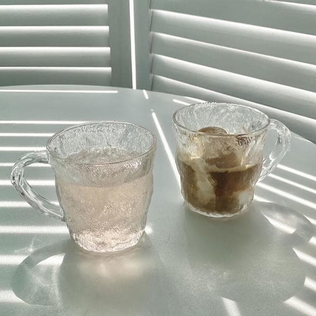 【MYUMYU 沐慕家居】高質感冰霧杯 有把手 冰塊感馬克杯拍照道具/居家裝飾