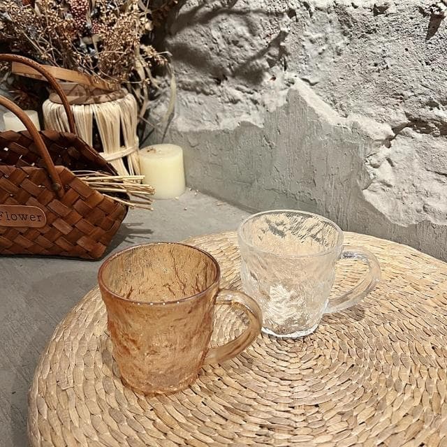 【MYUMYU 沐慕家居】高質感冰霧杯 有把手 冰塊感馬克杯拍照道具/居家裝飾