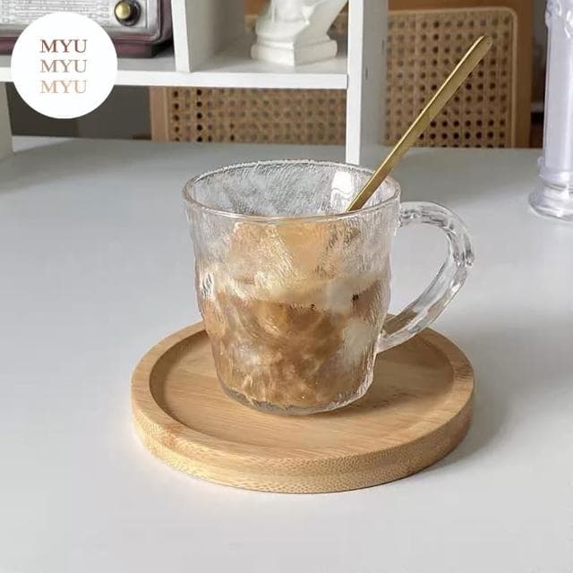 【MYUMYU 沐慕家居】高質感冰霧杯 有把手 冰塊感馬克杯拍照道具/居家裝飾
