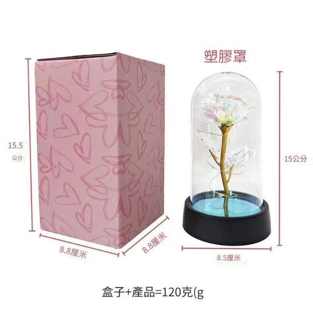 ZM 永生花 母親節禮物 情人節禮物 畢業禮物 玻璃罩玫瑰 金箔玫瑰花 ZM-00609
