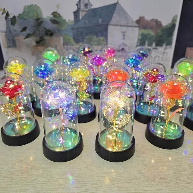ZM 永生花 母親節禮物 情人節禮物 畢業禮物 玻璃罩玫瑰 金箔玫瑰花 ZM-00609