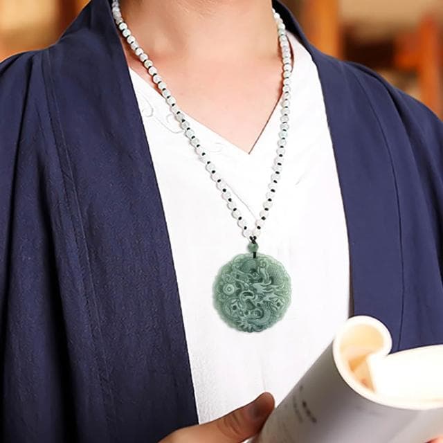 【MoonDy】項鍊 玉項鍊 龍項鍊 龍牌項鍊 生肖龍 吊墜 玉石項鍊 生肖項鍊 本命年 天然翡翠 男女款 招財項鍊 禮物