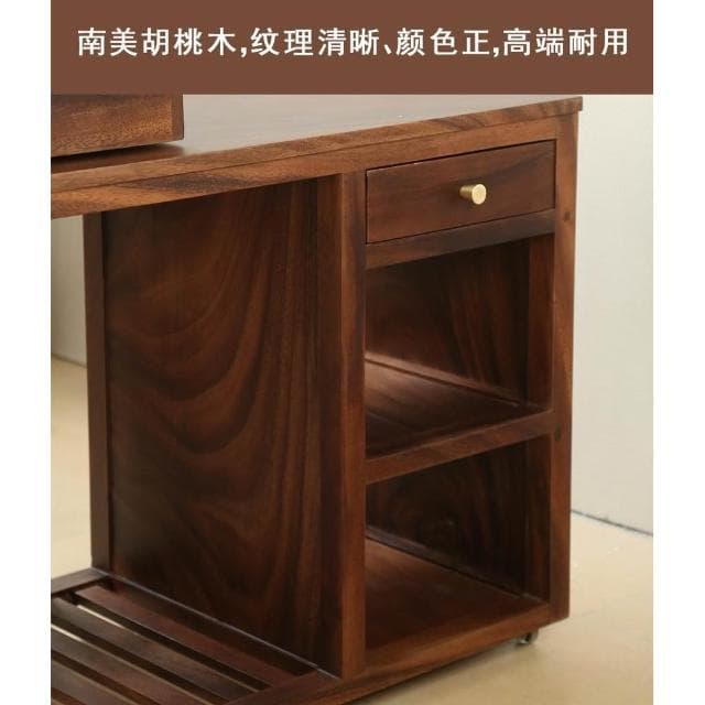 110V 茶車胡桃木可移動泡茶台旋轉小茶桌家用實木茶水台櫃茶具一體陽台 茶台 茶車 茶桌 茶水櫃 辦公室 家用 陽台