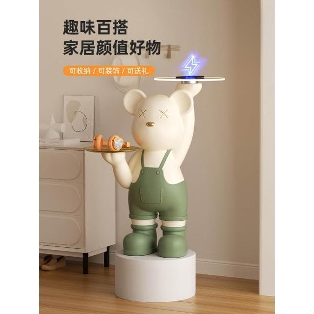 宅配免運  卡通熊落地大擺件 治癒熊客廳電視櫃旁收納家居裝飾品 電視櫃旁邊客廳大型落地擺件 喬遷新居禮物