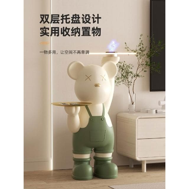 宅配免運  卡通熊落地大擺件 治癒熊客廳電視櫃旁收納家居裝飾品 電視櫃旁邊客廳大型落地擺件 喬遷新居禮物