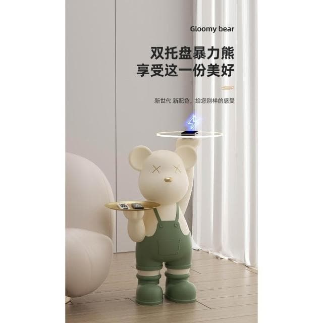 宅配免運  卡通熊落地大擺件 治癒熊客廳電視櫃旁收納家居裝飾品 電視櫃旁邊客廳大型落地擺件 喬遷新居禮物
