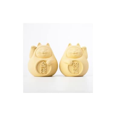 開店送禮首選 泥研製所胖胖招財招福貓(大)-招財黃(擴香石)一對