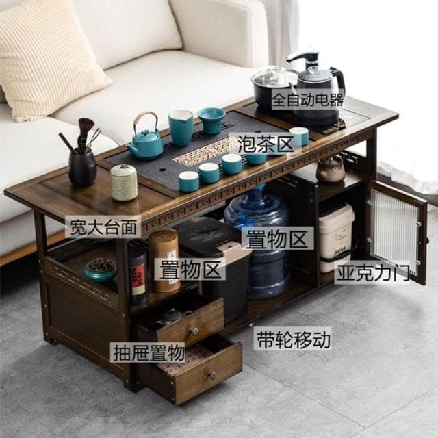 實木小茶車 家用茶具茶桌 帶輪移動家用茶桌 茶臺 一體茶桌 客廳小茶幾桌 茶具套裝 茶桌 桌子 茶几