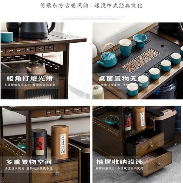 實木小茶車 家用茶具茶桌 帶輪移動家用茶桌 茶臺 一體茶桌 客廳小茶幾桌 茶具套裝 茶桌 桌子 茶几