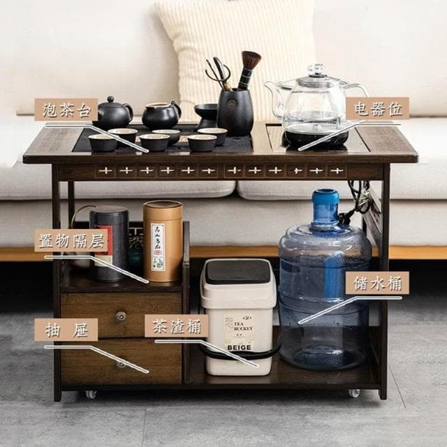 實木小茶車 家用茶具茶桌 帶輪移動家用茶桌 茶臺 一體茶桌 客廳小茶幾桌 茶具套裝 茶桌 桌子 茶几