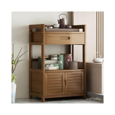 新品直銷 現代楠竹 移動泡茶車 古典多功能 茶幾小型 簡約茶具 餐邊櫃 帶門帶抽屜