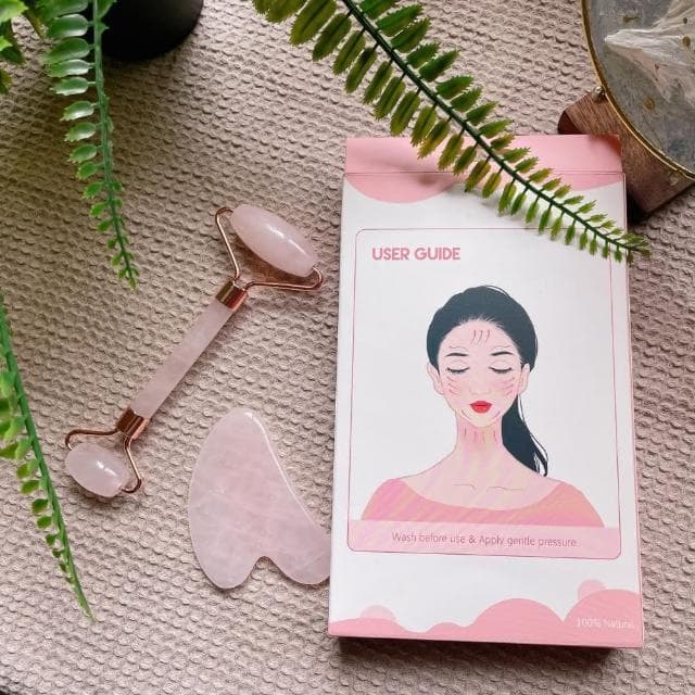 【All In Home 窩在家】舒壓好運粉水晶刮痧組(交換禮物 刮痧板 按摩 水晶)
