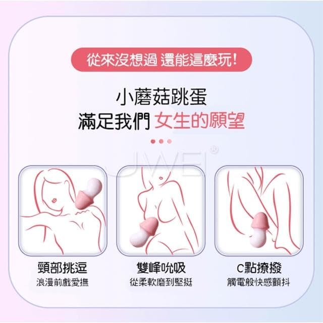 美妝蛋大小の掌上玩具 可愛小蘑菇造型單頻震動無線跳蛋 輕音防水 USB直插供電 生日禮物 交換禮物 女性情趣用品