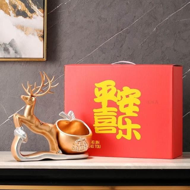 超商免運 玄關裝飾 玄關擺件 玄關鑰匙收納 如意鹿裝飾 入厝禮物 店面裝飾 前台擺件 收納擺件 居家裝飾 風水擺件MP1