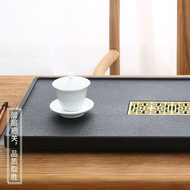 免運 可開發票 天然烏金石茶盤整塊傢用簡約石頭茶臺大小號石材茶海功夫茶具託盤