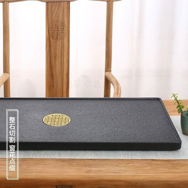 免運 可開發票 天然烏金石茶盤整塊傢用簡約石頭茶臺大小號石材茶海功夫茶具託盤