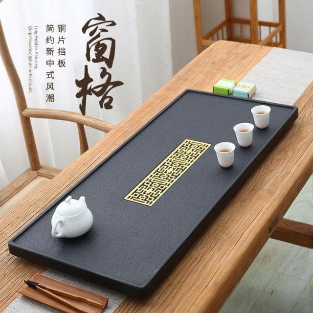 免運 可開發票 天然烏金石茶盤整塊傢用簡約石頭茶臺大小號石材茶海功夫茶具託盤