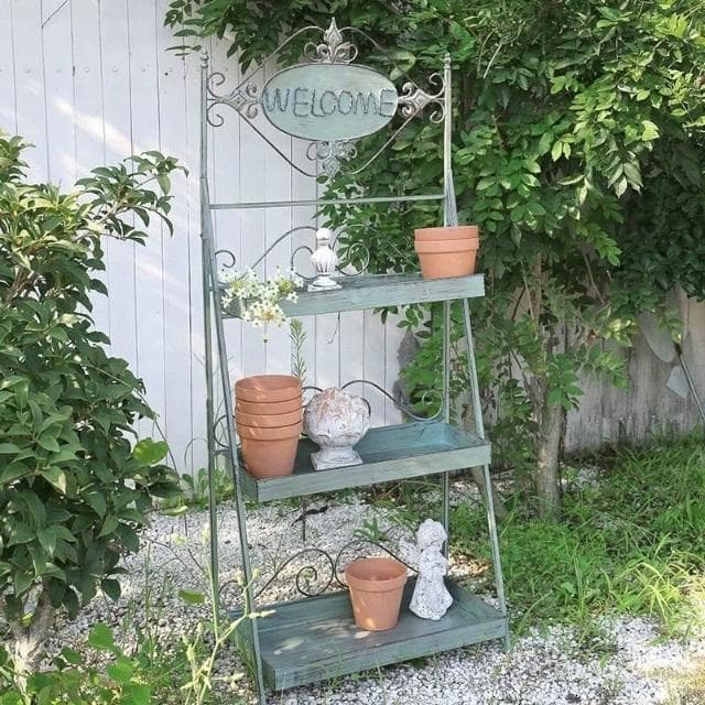 🎉特價下殺 花架 陽臺花架 落地架 歐式可折疊多層陽臺鐵藝花架室內複古置物架作舊多肉落地式花盆架 植物花架 盆栽架