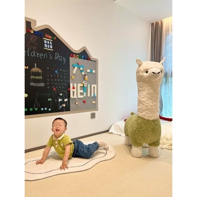 羊駝凳毛絨創意小羊坐凳客廳擺件網紅凳喬遷禮物卡通兒童凳子換鞋