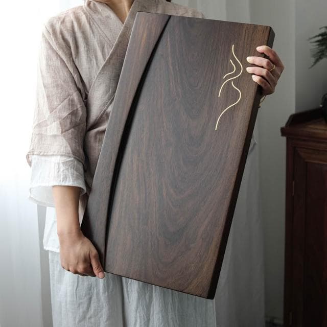 茶盤2024新款家用茶託盤茶海 整塊烏檀木實木茶具小型茶臺幹泡臺