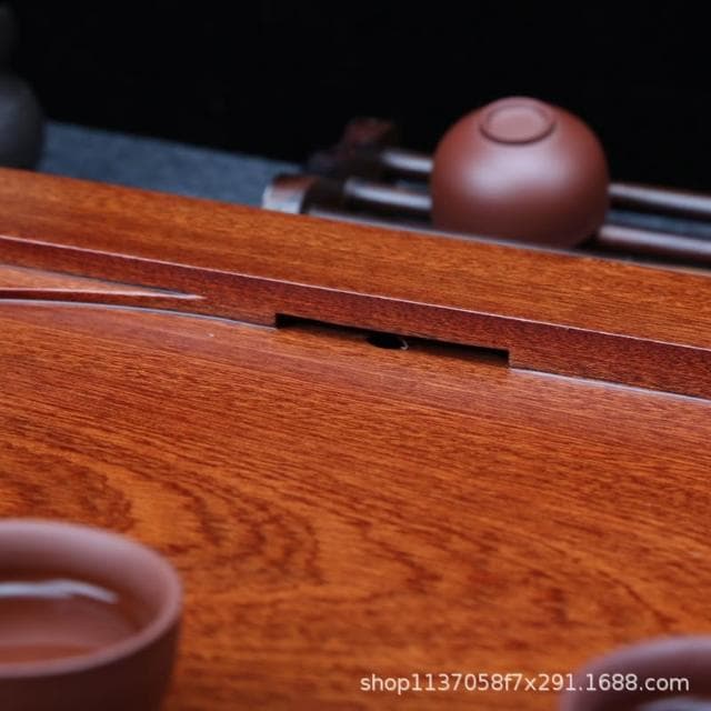 整塊花梨木茶盤實木茶臺簡約長方形紅木家用茶海大號排水功夫茶具