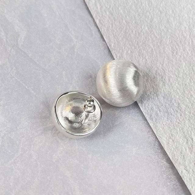 【LEEHER】球狀耳環/銀耳環/金色/耳環/設計小眾/氣質感耳飾/拉絲耳環/磨砂/圓球耳釘/女/時尚/幾何形/復古/簡約/通勤