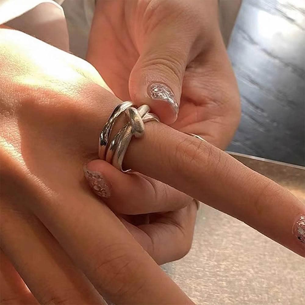 【LEEHER】戒指/銅戒指/金屬/雙層/簡約百搭/男女通用/情侶戒指/結婚戒指/小眾設計/重工繩結/男生戒指/閨密戒指/禮物/