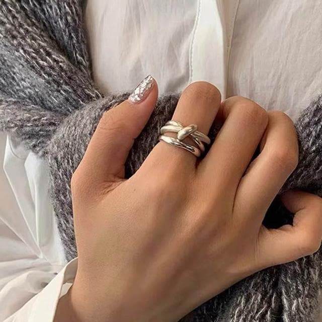 【LEEHER】戒指/銅戒指/金屬/雙層/簡約百搭/男女通用/情侶戒指/結婚戒指/小眾設計/重工繩結/男生戒指/閨密戒指/禮物/