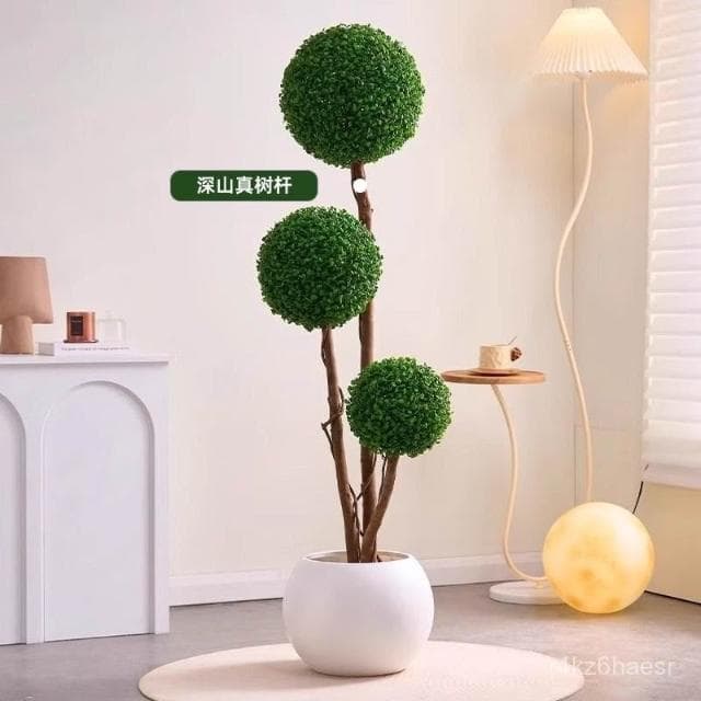 可開發票 塑料植物 仿真樹 仿真花 仿真球型植物仿生綠植盆栽高端輕奢室內客廳落地米蘭假樹擺件00