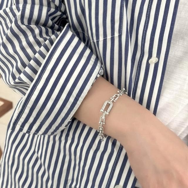 希西小包商 925純銀手鍊 馬蹄U型碎鑽手鍊 純銀手鍊韓系簡約氣質情人節禮物生日禮物 C150