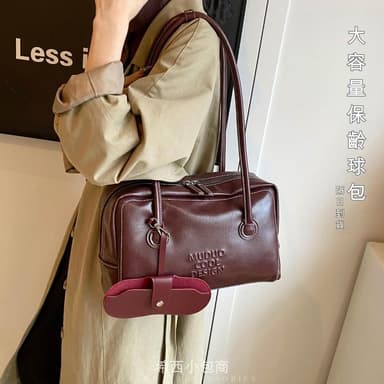 希西小包商 保齡球包 側背包女 肩背包女 大容量包包手提包包包女復古風單肩包 生日情人節禮物 C291