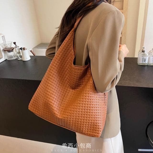 希西小包商 鬆弛感編織托特包 肩背包女 編織包 托特包大容量包包通勤包側背包女韓國復古ins生日禮物 C271