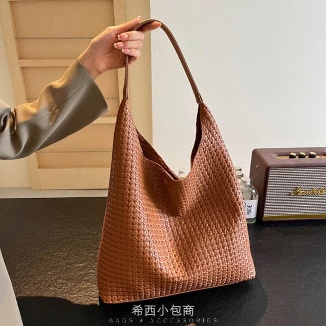 希西小包商 鬆弛感編織托特包 肩背包女 編織包 托特包大容量包包通勤包側背包女韓國復古ins生日禮物 C271