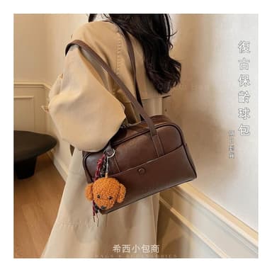 希西小包商 保齡球包 側背包女 肩背包女 大容量包包手提包包包女復古風單肩包 生日情人節禮物 C302